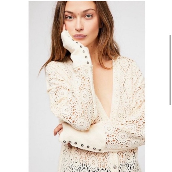 Free People Runaway Crochet duster cardigan - Picture 3 of 7